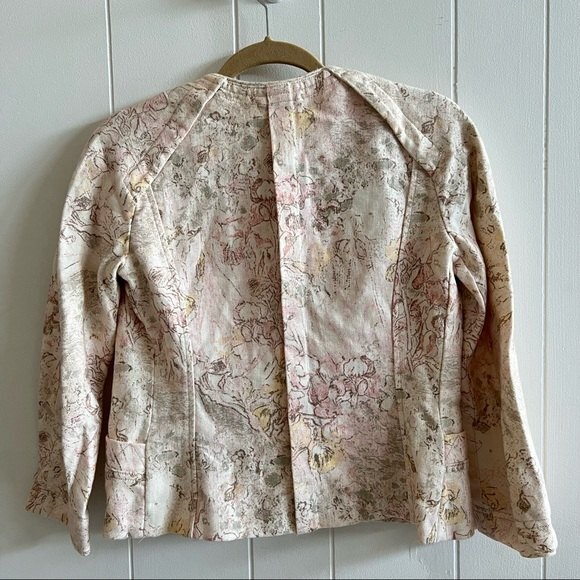 Cream Wilfred Aritzia 100% Linen Pastel Floral Print Blazer - Picture 5 of 12